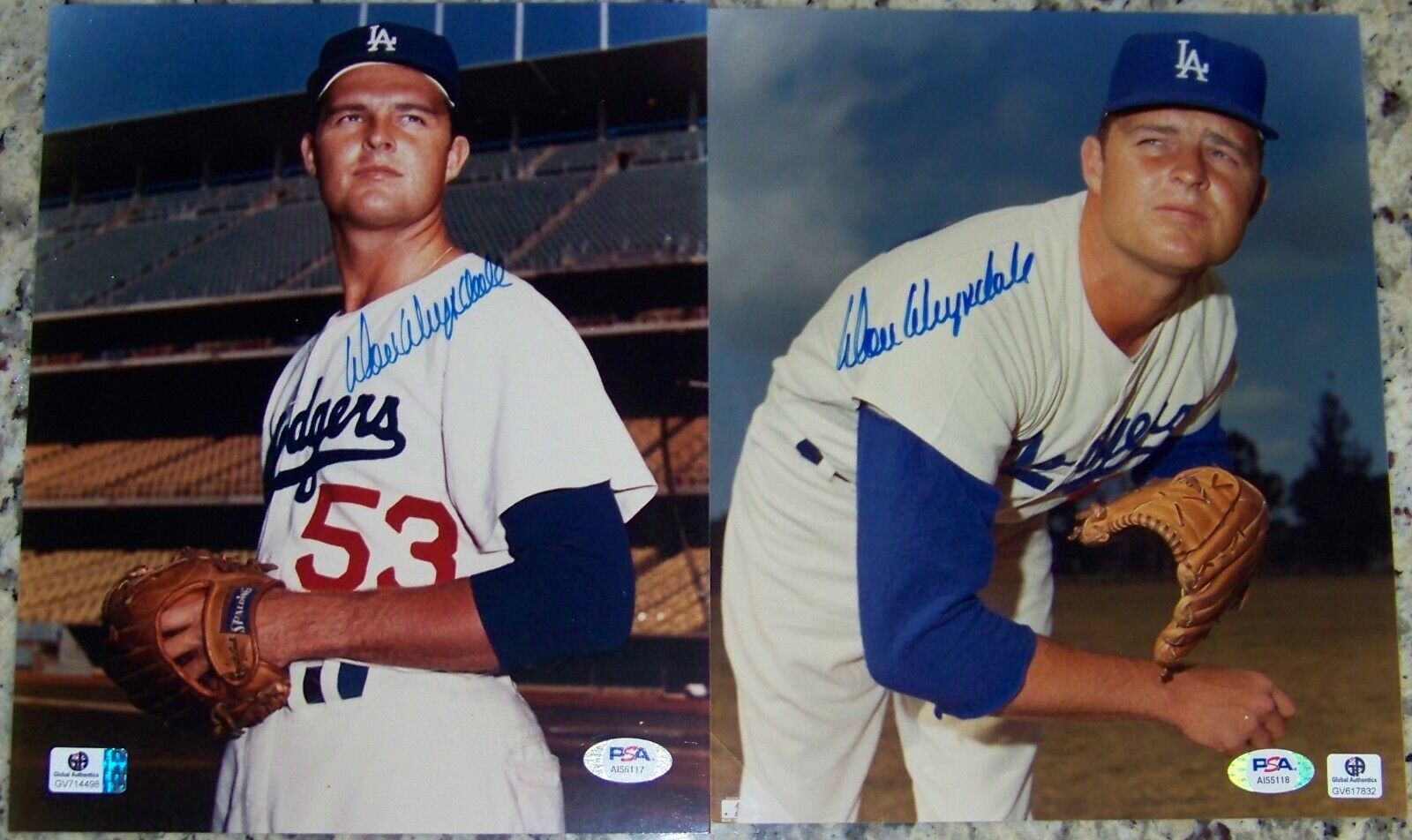 FLASH SALE! Lot of 2 Don Drysdale Signed Autographed Baseball Photo Poster painting PSA COA!