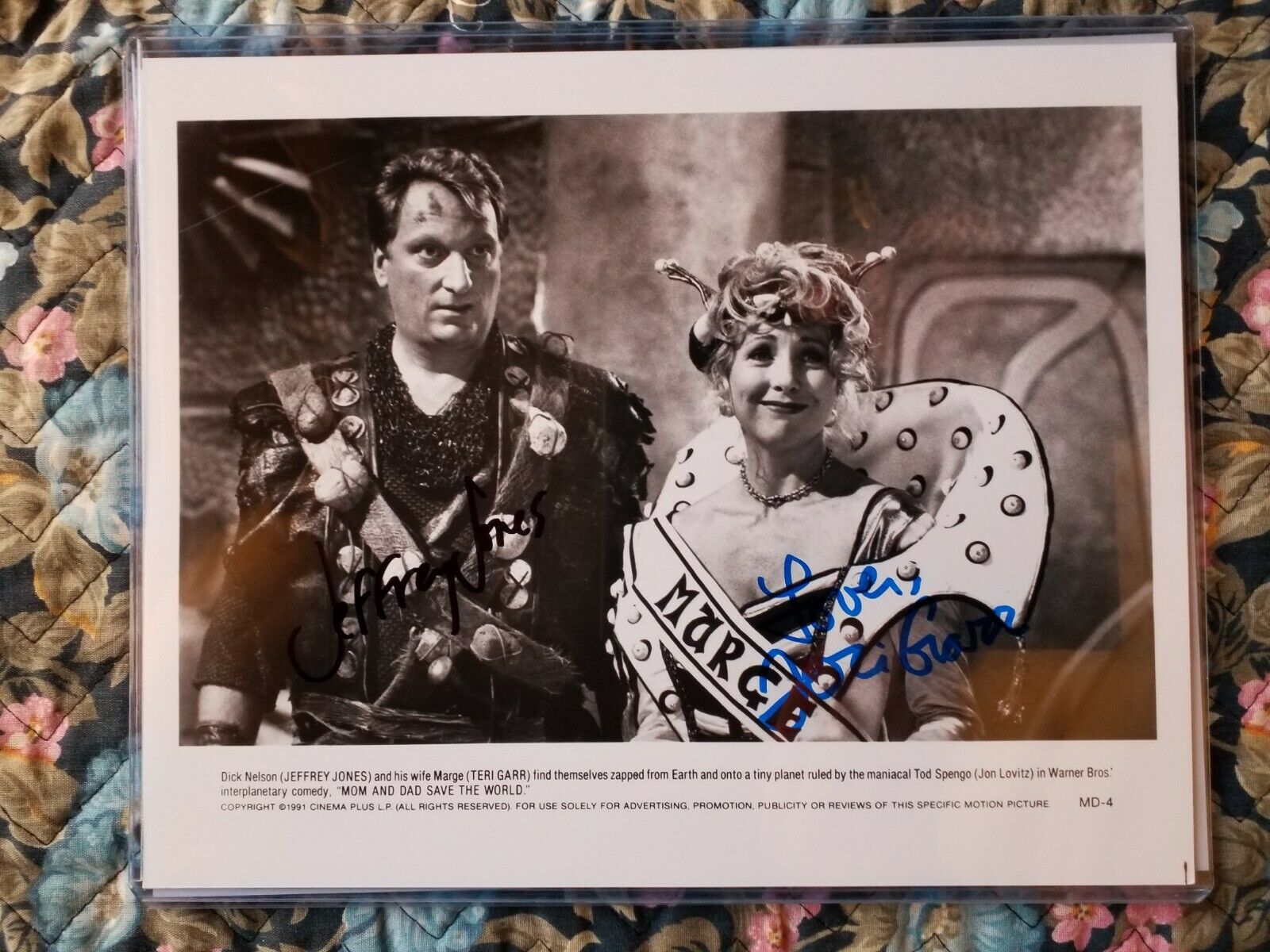 Teri Garr & Jeffrey Jones Authentic Signed 8 x 10 Mom and Dad Save the World.