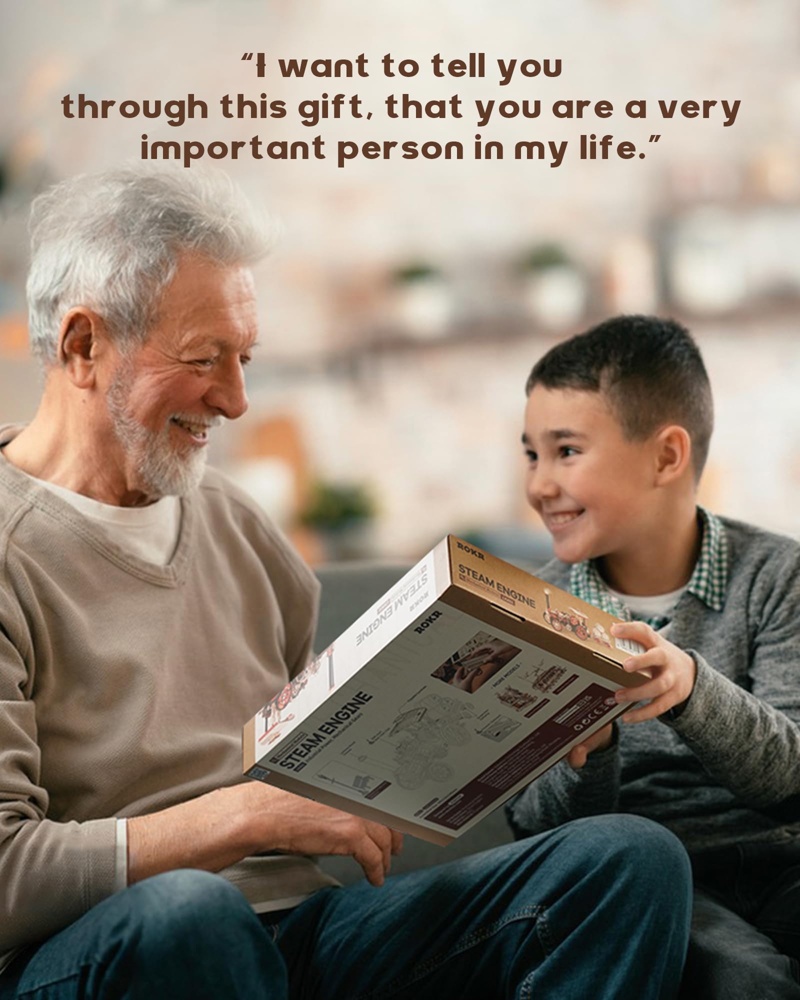 Tegooe 469PCS 3D Wooden Puzzle Mechanical Steam Engine Tractor Model Kit