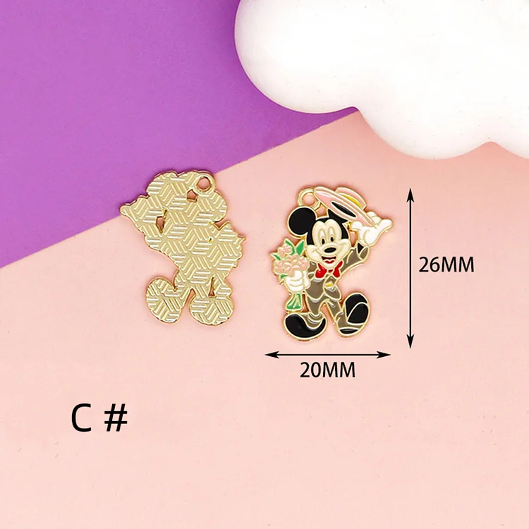 10/30pcs Cartoon Mickey Minnie Charm Bridal Bag Charms Enamel Animal Charm Pendant Bracelet DIY Earring Necklace Key Chain Jewelry Accessories
