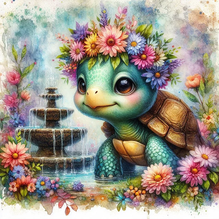 Spring Water Turtle 40*40CM (Canvas) Full Round Drill Diamond Painting gbfke