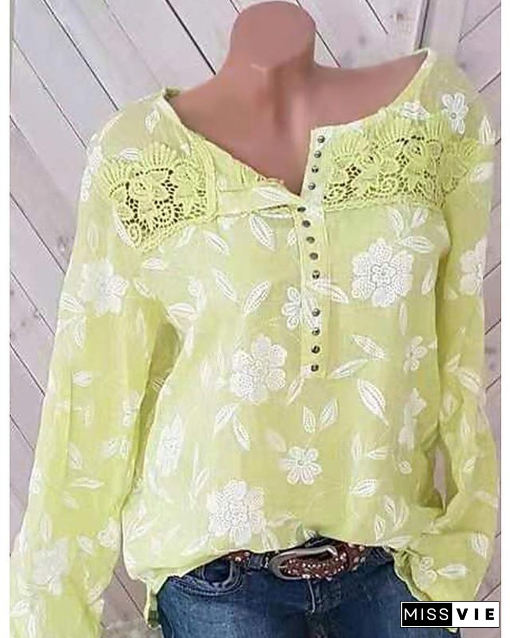 Women's Blouse Shirt Floral Flower Long Sleeve Print Round Neck Tops Basic Top