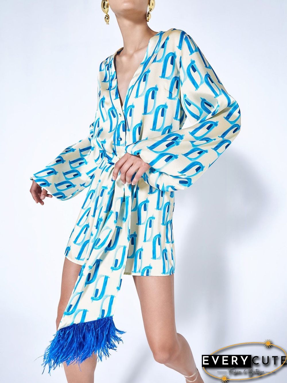 Women'S Dresses Home Casual Printed Long Sleeve Dress