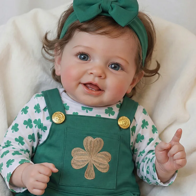 Babeside Vead 20" Smiling Spring Baby &ndash; Fresh Green & Shamrock Kisses