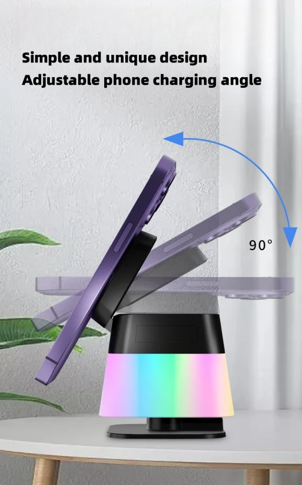 Four-in-one Atmosphere Light Rotatable Foldable Magnetic Wireless Fast Charging Wireless Charger