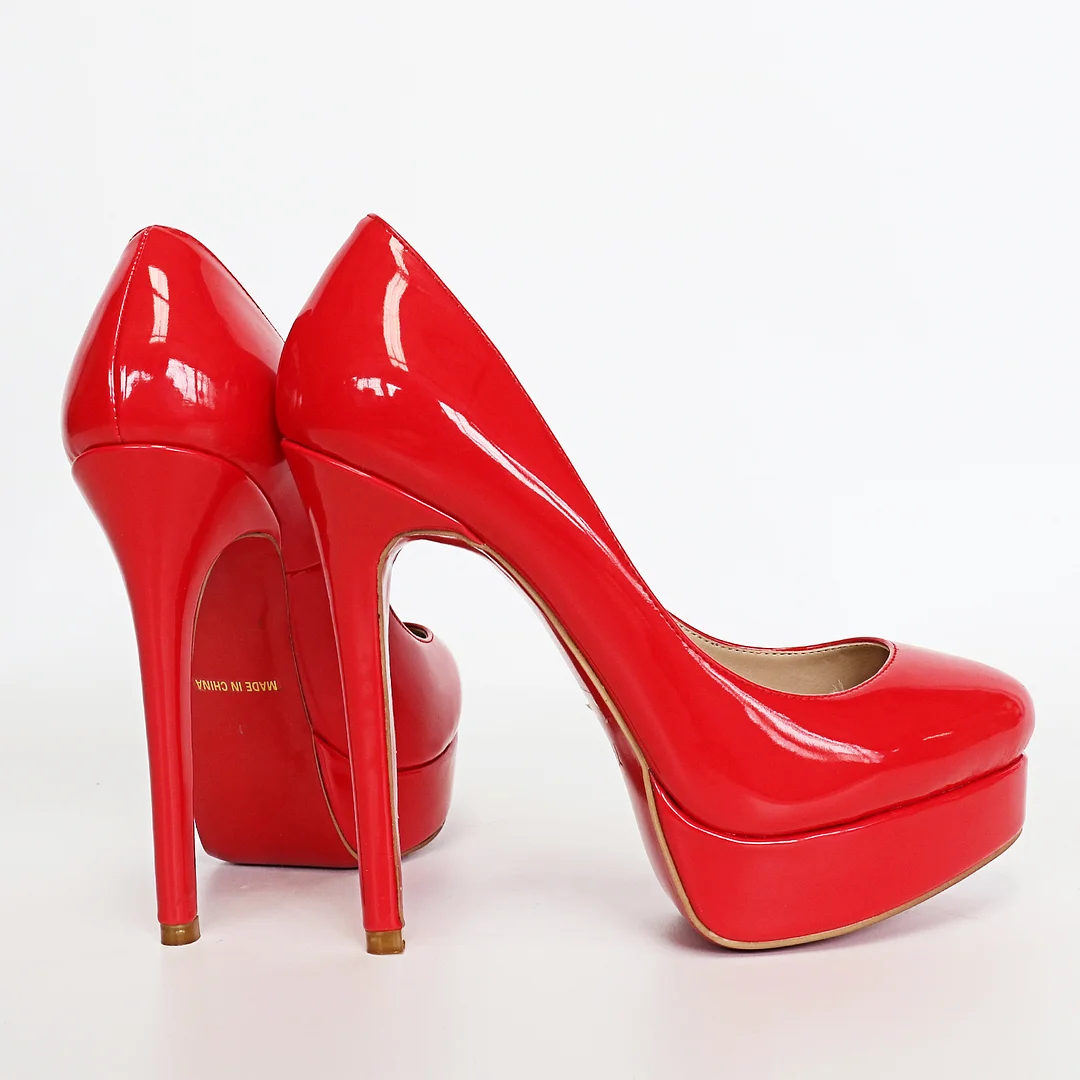 135mm Sky High Red Bottom Platform Pumps Patent Shoes-MERUMOTE