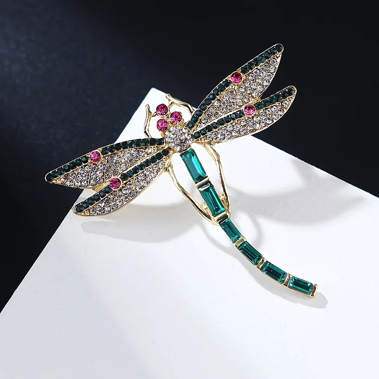Vintage Golden Tone Green Enameled Oversize Dragonfly Brooch Pin Corsage Scarf Clips Brooches Pins Brooches Safety Pin Women Girls Clothing Decoration