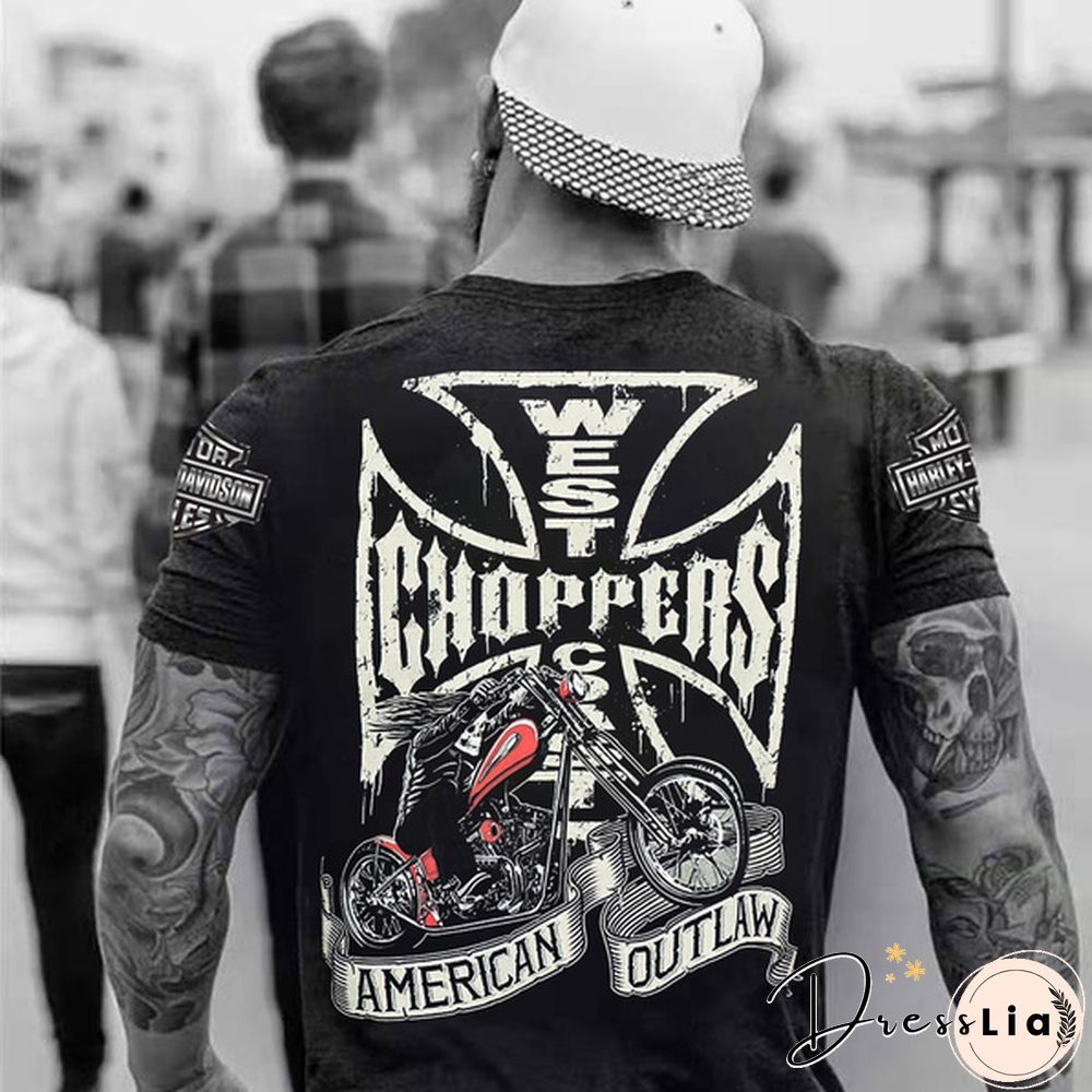 West Coast Choppers Men's T-shirt Cross Black Tuning Biker Shirt