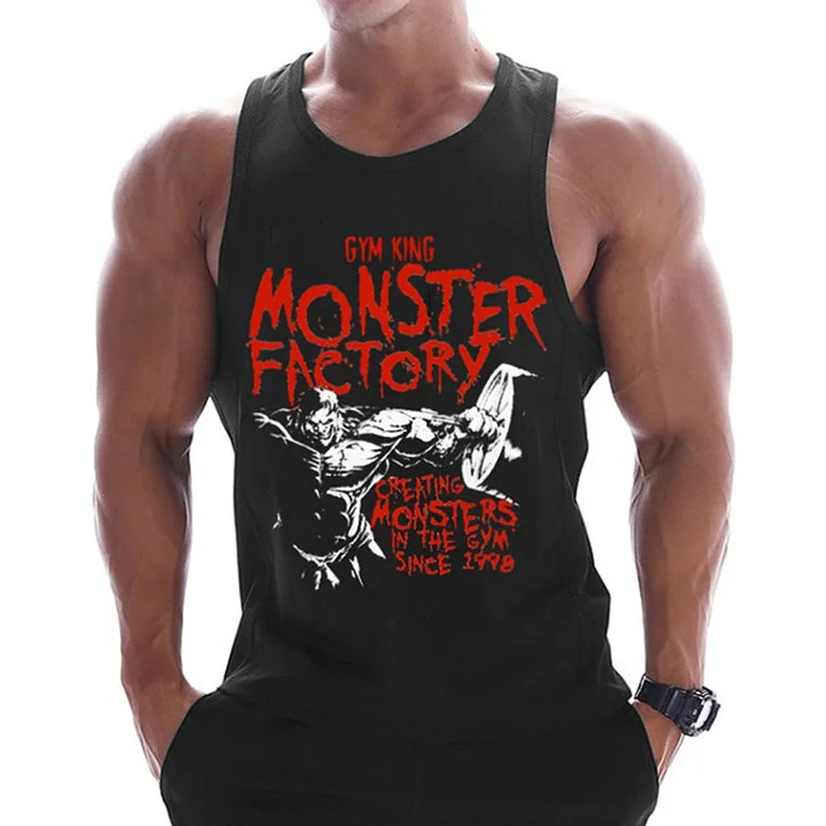 Printed Tank Tops Men Bodybuilding Sleeveless Shirt Cotton Gym Fitness Workout Clothes Stringer Singlet at Hiphopee