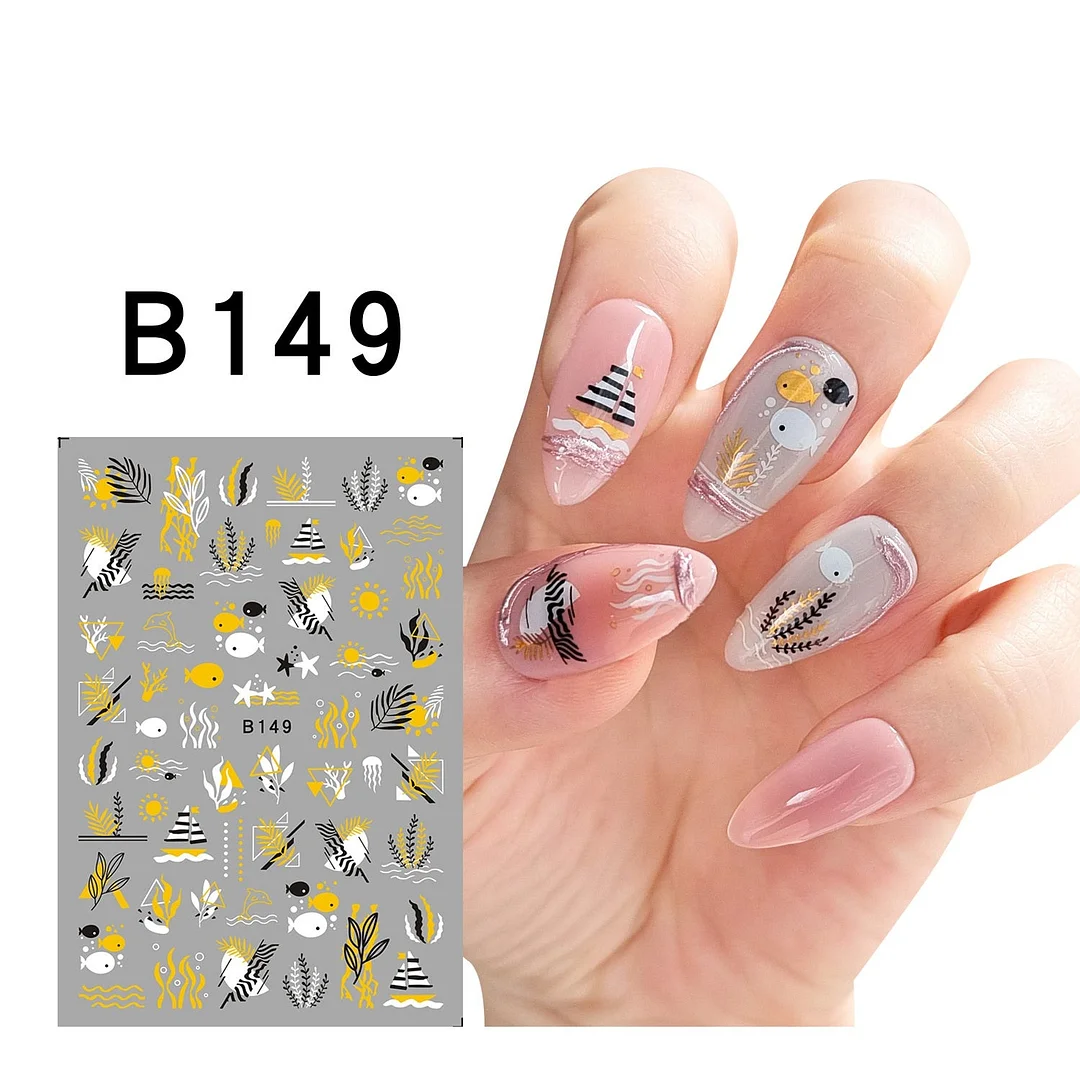 1Pcs Iridescent Silver Laser Snowflakes 3D Nail Stickers Leaves Flowers Summer Self Adhesive Transfer Sliders For Manicures Tips-Nail Inspo