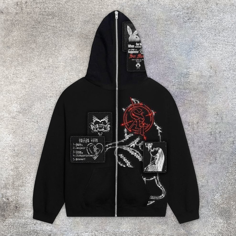 Street style statement fashion print hoodie