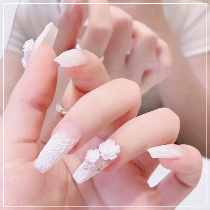 New Manicure Camellia Pearl Paint White Aurora Petal Size Rose Resin Flower Nail Decoration