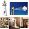 Creative Lighthouse Design Night Light USB Charging Moonlight Lighthouse Projection Lamp Bluetooth Speaker Human Body Sensing Atmosphere Night Light Home Bedroom Living Room Decoration Night Light