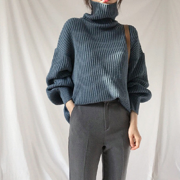 Lazy Padded Pullover Outer Knit Sweater