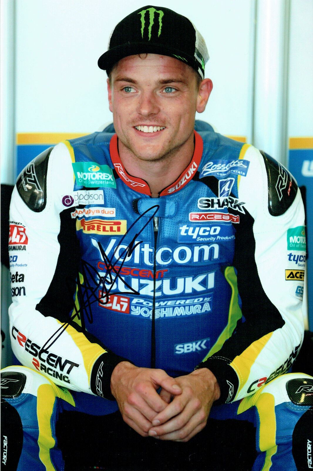 Alex LOWES SIGNED Donnington Autograph Suzuki 12x8 Portrait Photo Poster painting AFTAL COA