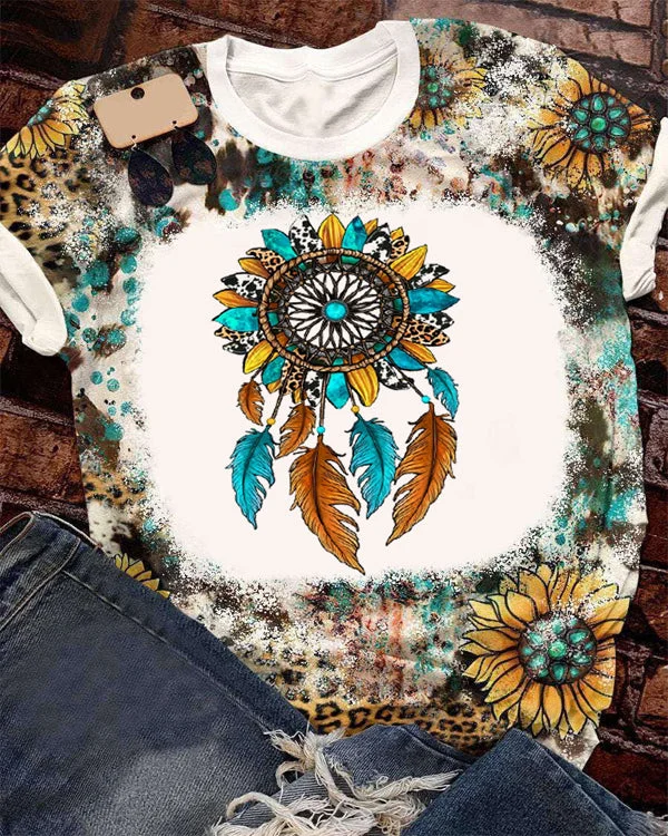 Sunflower Dreamcatcher Bleached T-Shirt