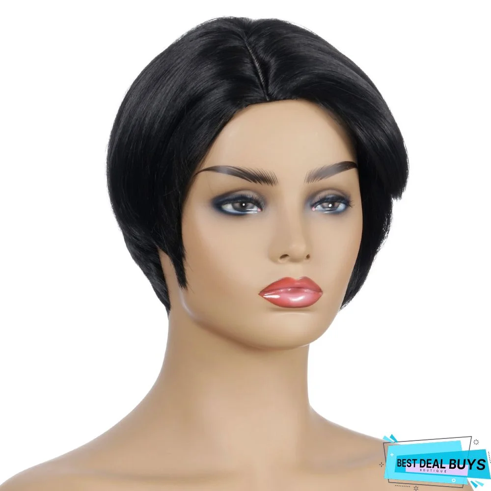 New Wig Women's Fashion Short Straight Hair Chemical Fiber Headgear