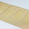 10"x108" Shiny Gold Crystal Rhinestone DIY Table Runner, Diamond Mesh Ribbon Bling Roll