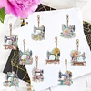 9pcs Sewing Machine DIY Diamond Art Keychains