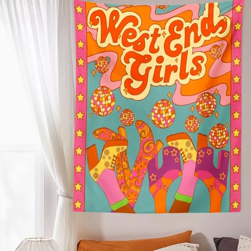 Vintage Wall Tapestry Hanging 80S 70s Rainbow Decor for Girls Dorm Roon Decoration INS Trippy Tapestry Hippie Decor Wall Prints