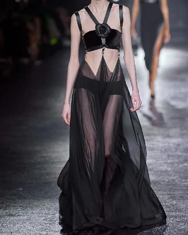 Gothic Sexy Vintage Tie-Up Slim Dress