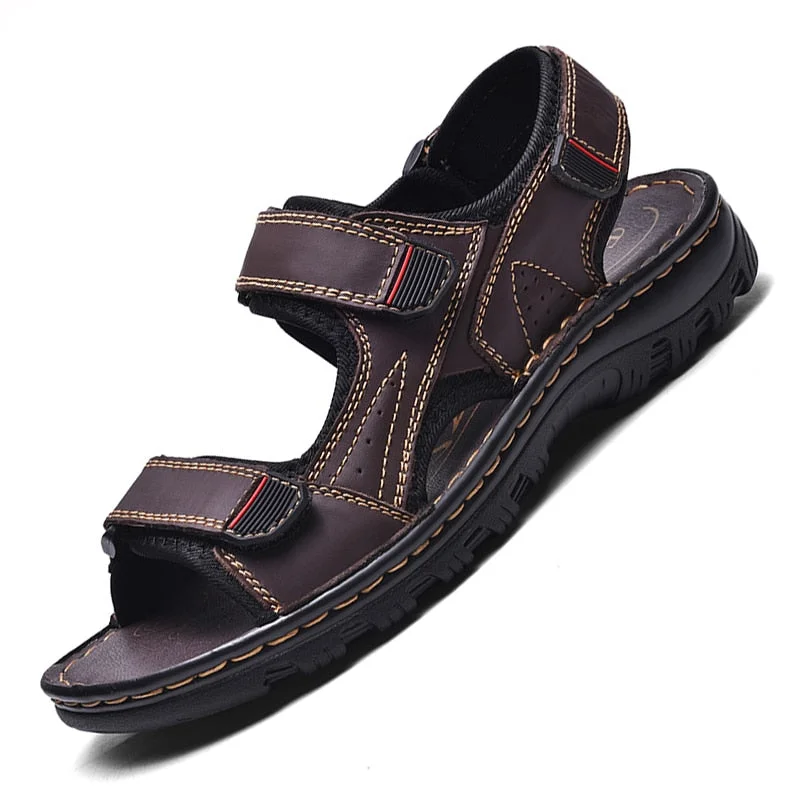 Summer Men's Sandals Outdoor Genuine Leather Breathable Men Sandals Leather Handmade Men Beach Sandals Men's Sandals Plus Size