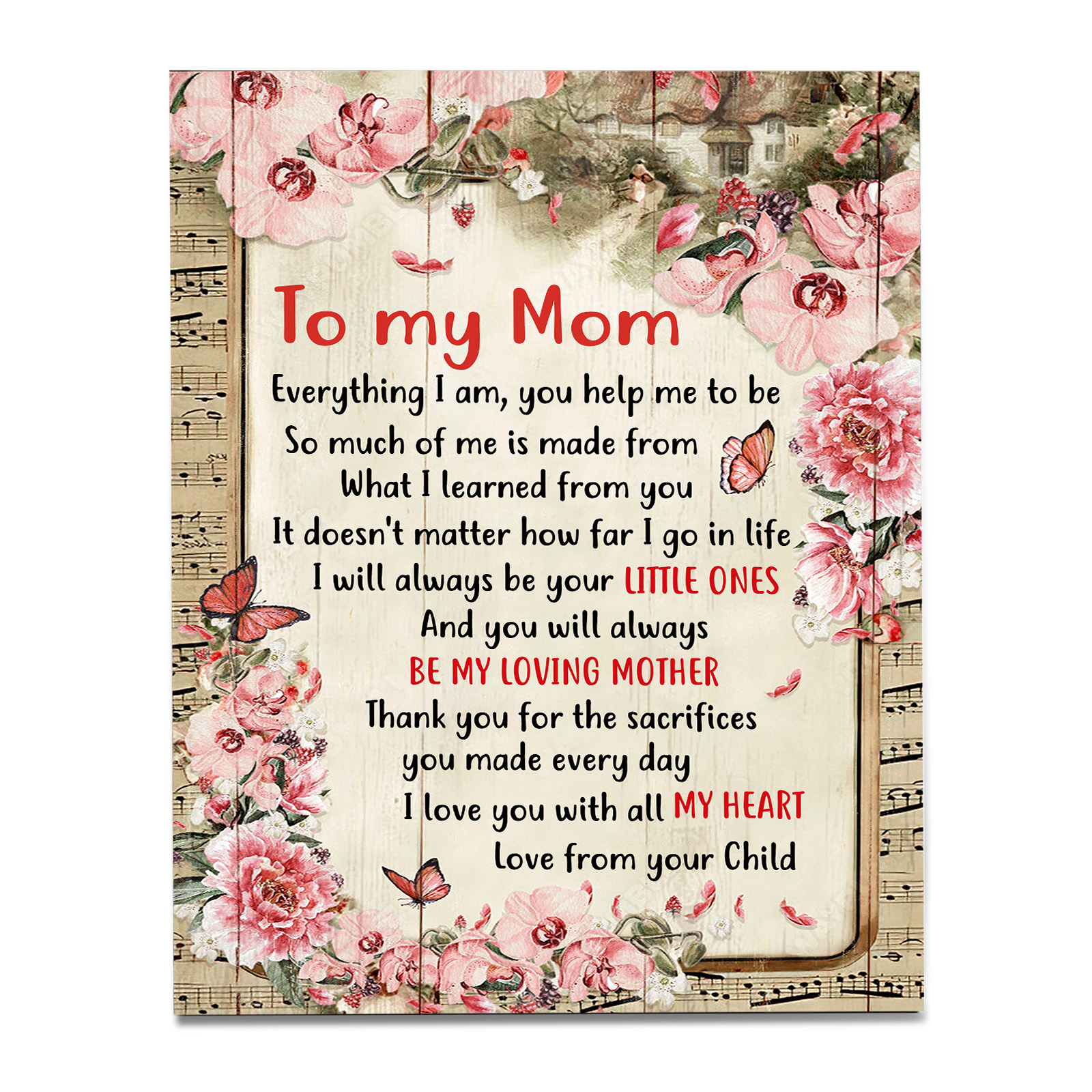 To My Mom/Mum Wooden Plaque Flowers Home Decoration Mother's Day Gifts - You Will Always Be My Loving Mother-Jessemade AU