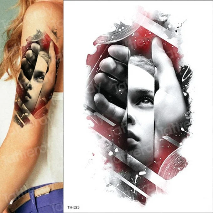 temporary tattoo & body art tattoo sticker arm sleeve tattoo waterproof fake tatoo men women death skull halloween face tattoo