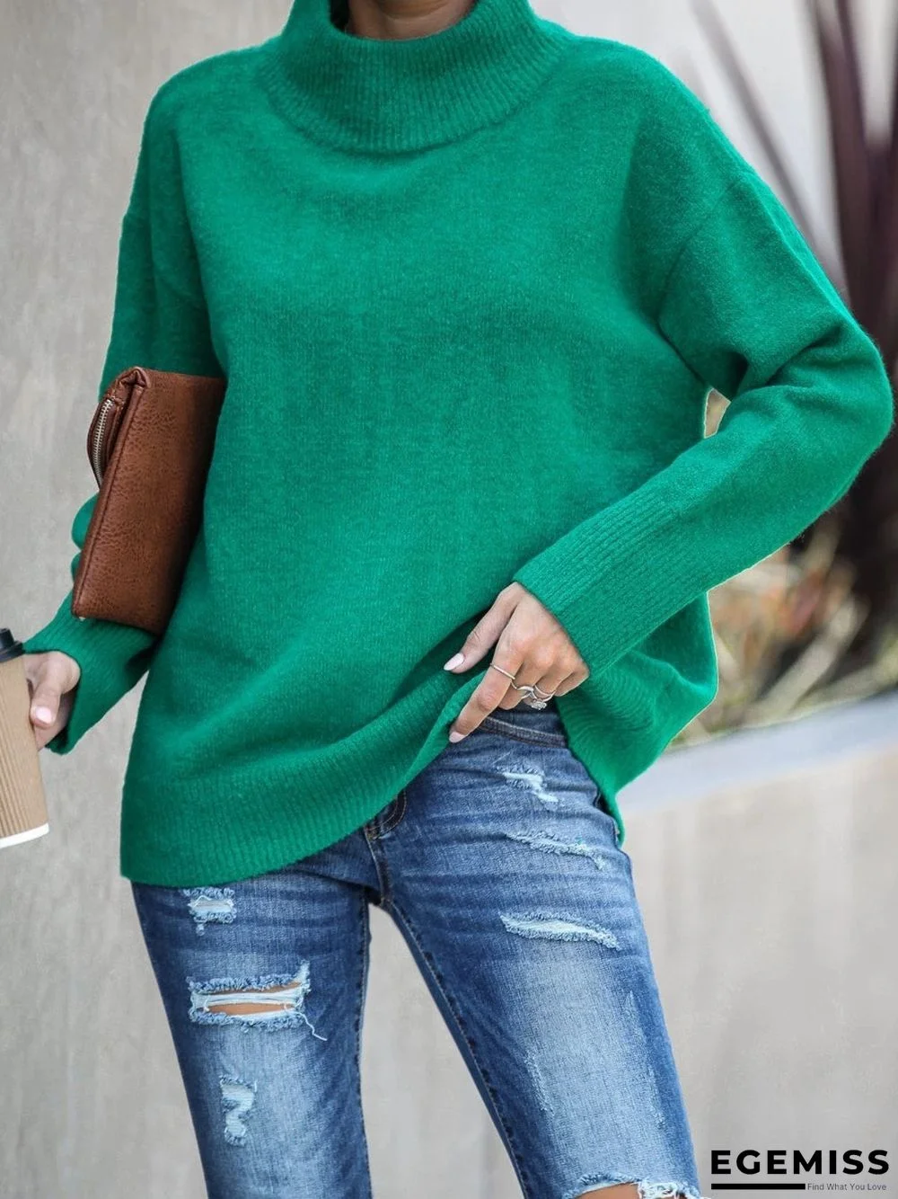 Casual Plain Shift Wool Blend Shift Sweater | EGEMISS