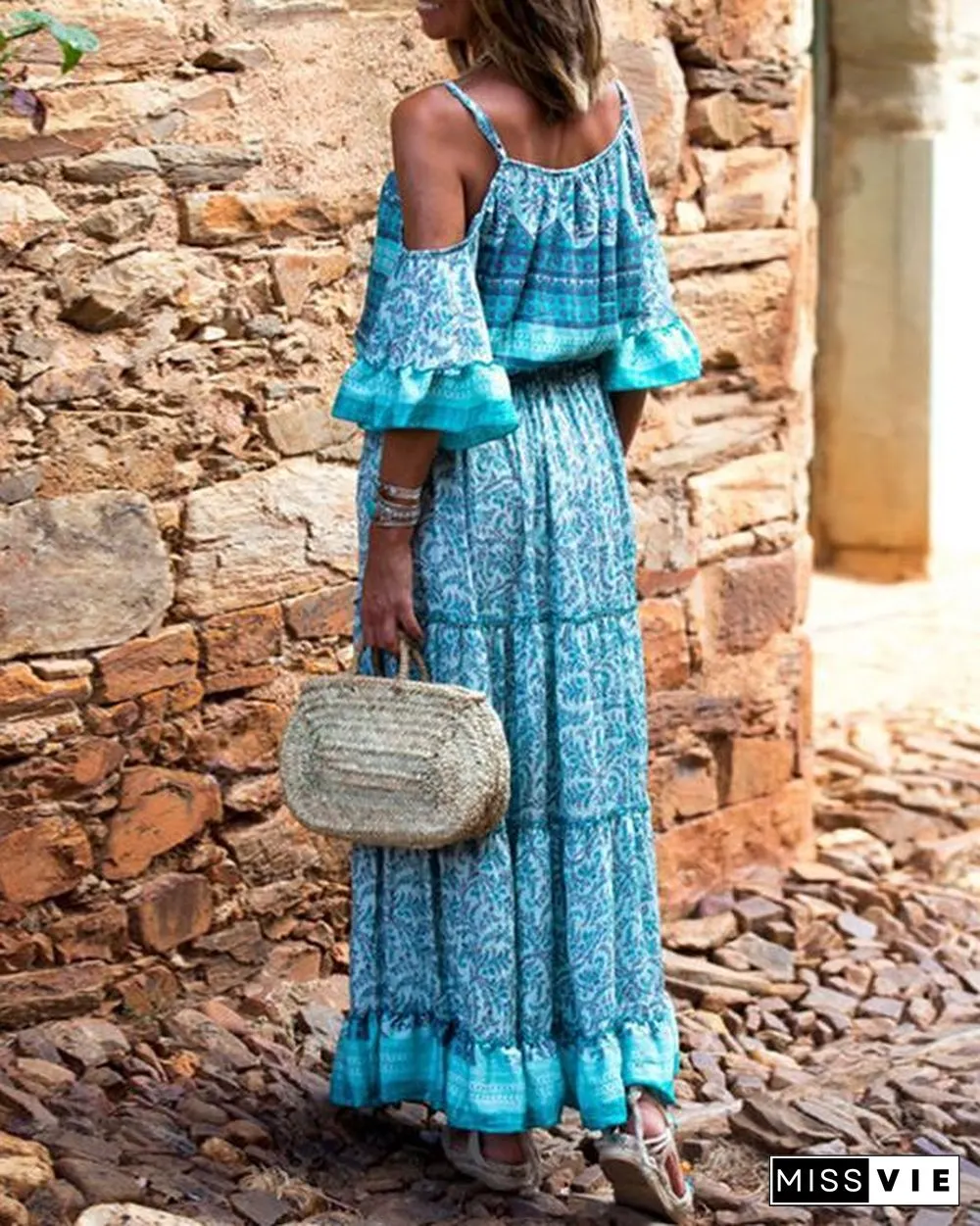 Off Shoulder Women Summer Dresses Flounce Dresses