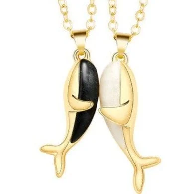 2PcsSet Whale Hug Magnetic Necklace
