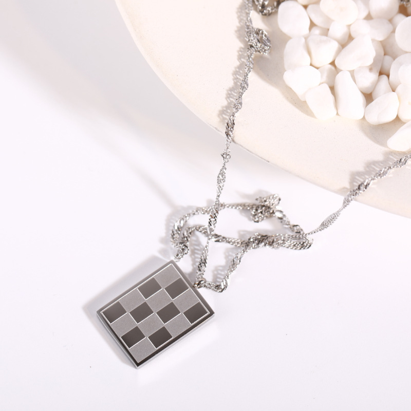 Vintage Square Checkerboard Necklace