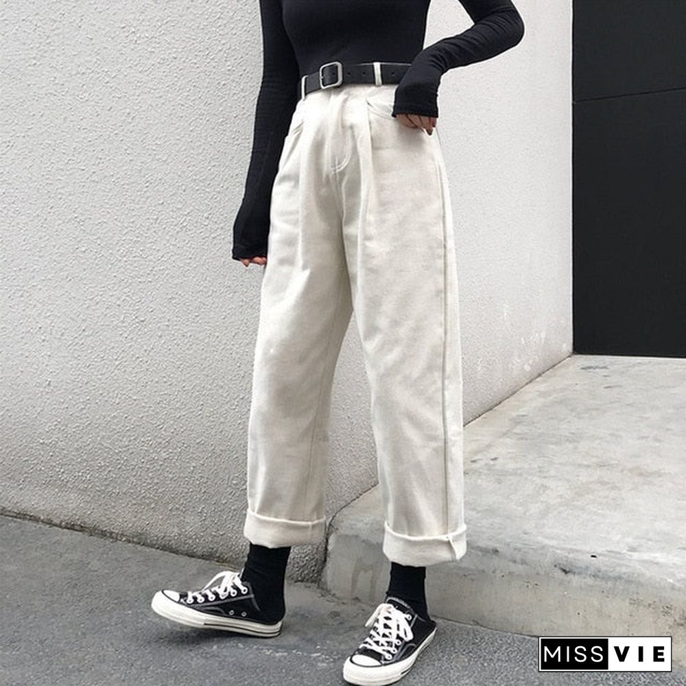 Alien Kitty Loose High Waist Thin Women Pants Spring Autumn Femme Fashion Simple Casual Solid Pant Girls All-Match Fresh