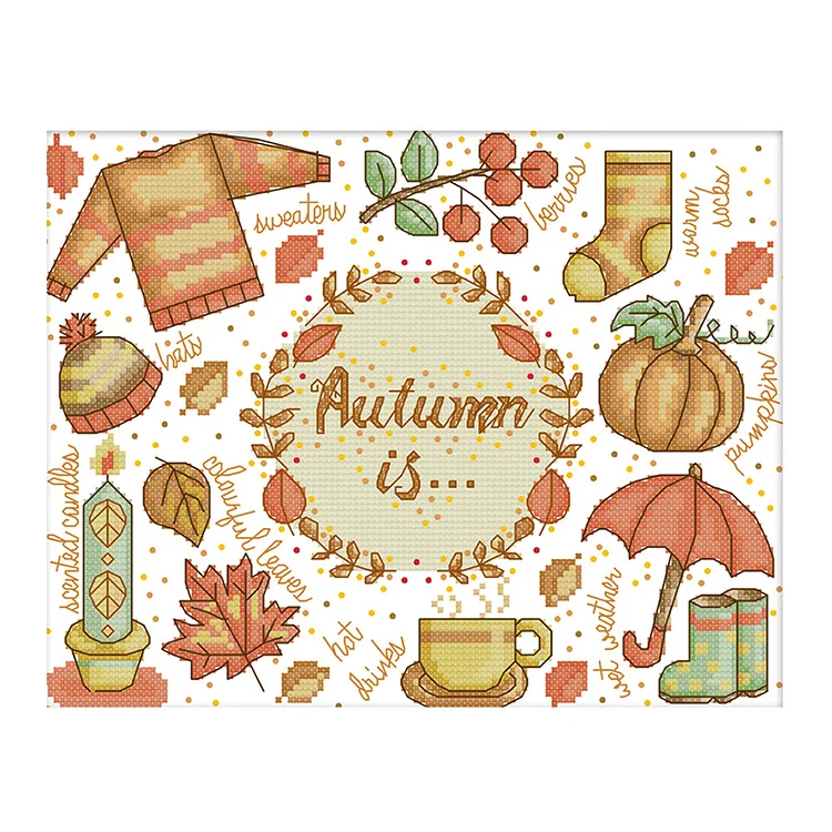 Autumn 14CT Printed Cross Stitch Kits (30*23CM) fgoby
