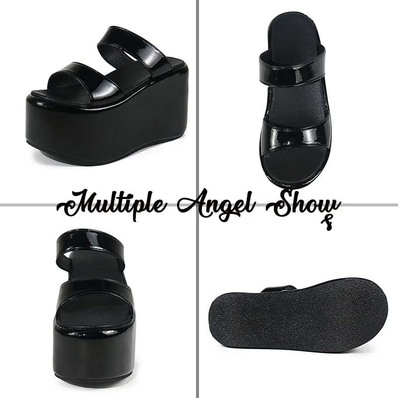 2021 Brand Goth Open Toe Platform Wedges Thick Bottom women's Sandals Slides Punk Outdoor Leisure Casual Summer Women Shoes