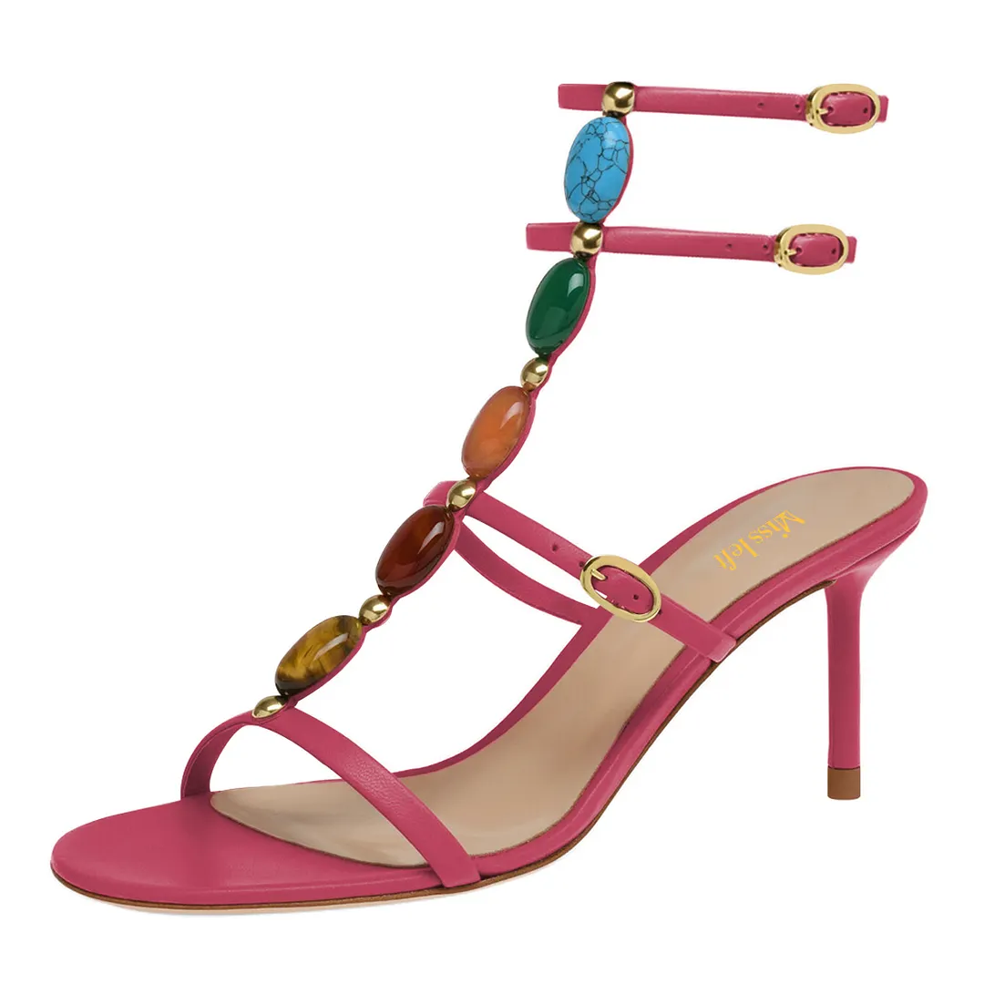 Pink Strap Sandal Heels