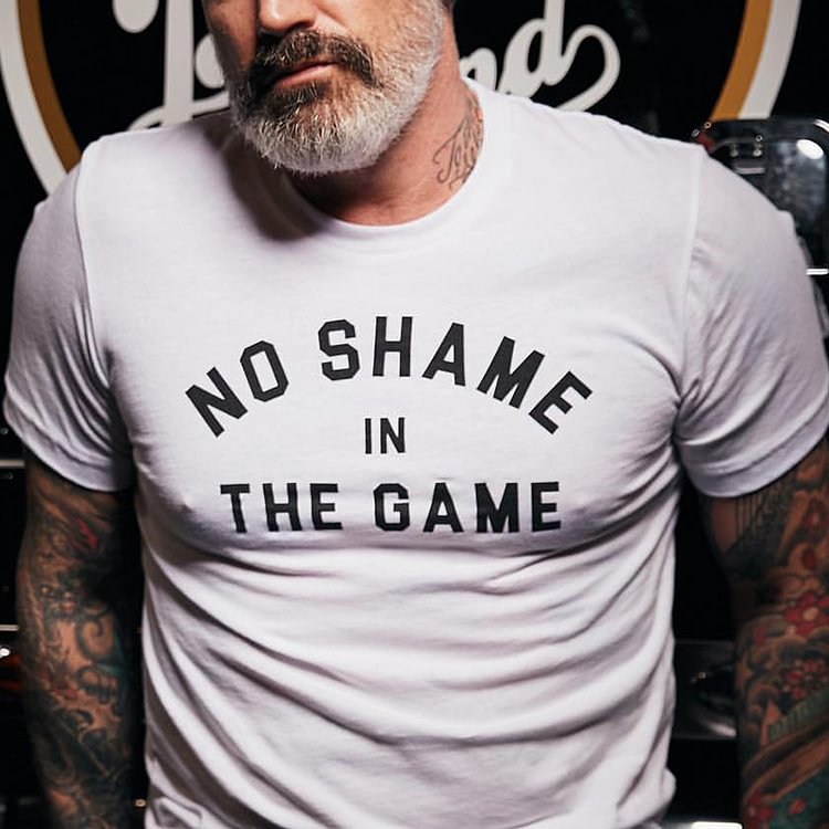 BrosWear Men'S No Shame In The Game Letter Print Short Sleeve T-Shirt