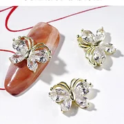 10PC Alloy Butterfly Zircon Nail Art Rhinestone 3D Gold Silver Shiny Diamond Nail ART Gems Butterfies Crystal Manicure Accessory | Cncures