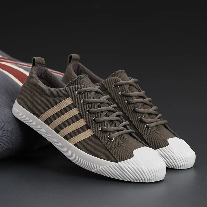 Nine o'clock Canvas Sneakers for Men Anti-skid Vulcanized Shoes Men Casual Shoes Lace-up Flats Male Footwear Outdoor Breathable