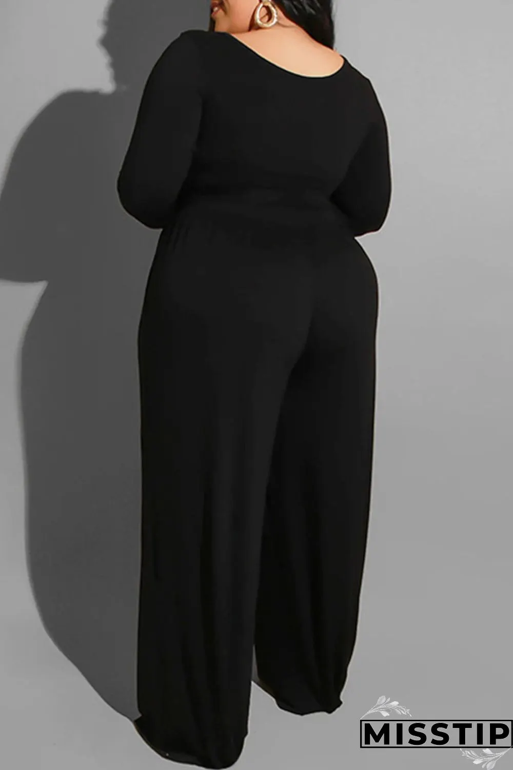 Brown Casual Solid With Belt O Neck Plus Size Two Pieces