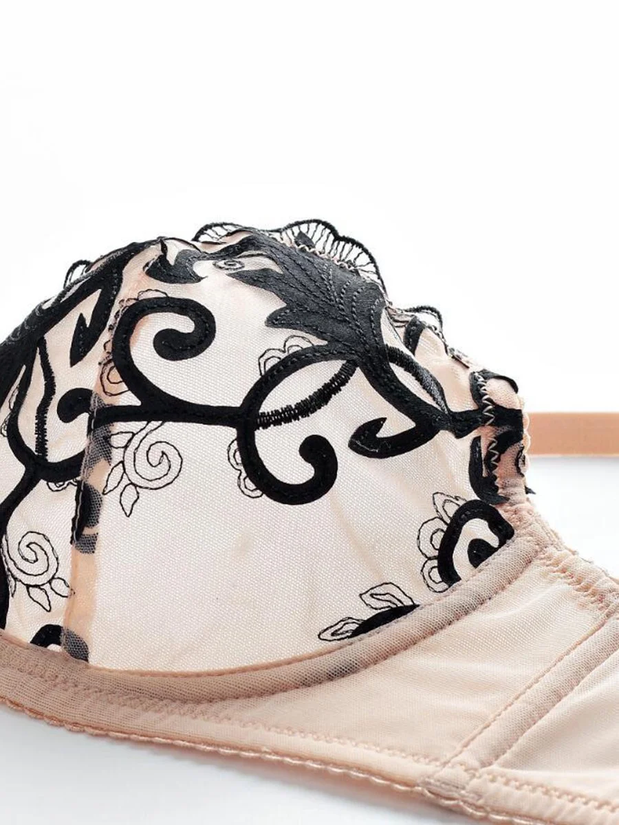 French ultra-thin sexy embroidered women's bra set