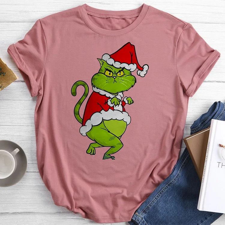 cat in hat Round Neck T-shirt-0024220