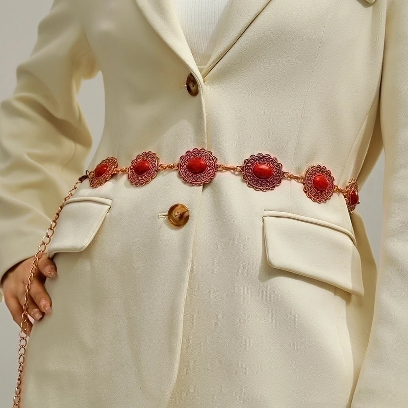 Ethnic Style Geometric Alloy Patchwork Turquoise Unisex Chain Belts