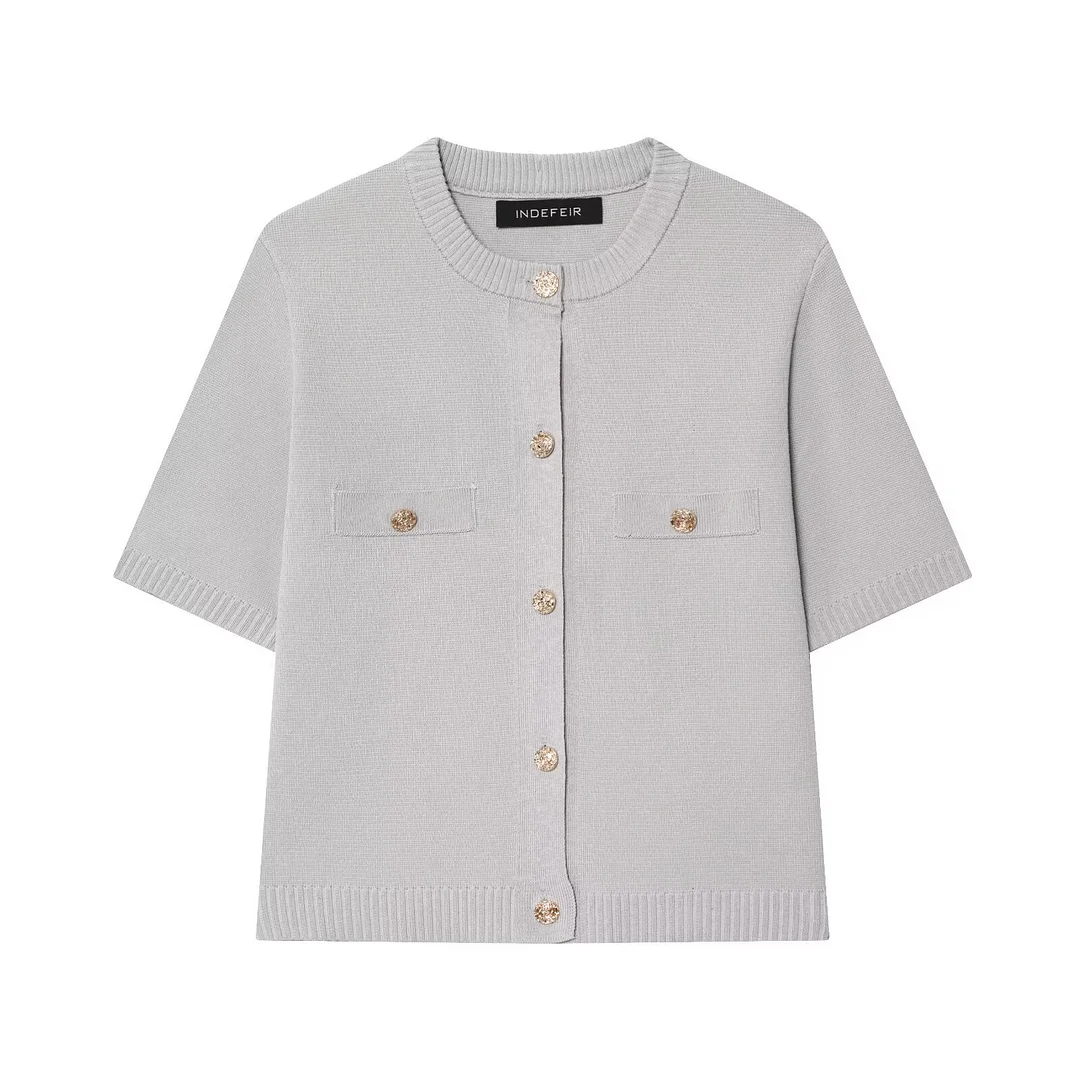 Nigikala Nigikala Spring 2025 New Women's Short-Sleeved Simple Fashion Knitted Jacket Skirt 1822023 1822025