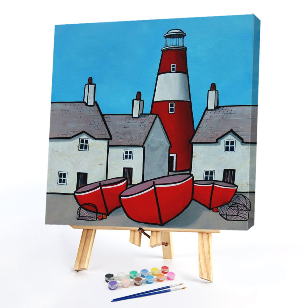 

20*20CM - Paint By Numbers - Lighthouse and House, 501 Original