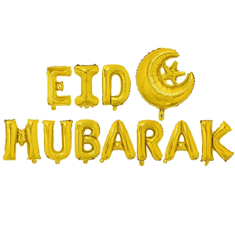 1Set Eid Mubarak Letter Foil Balloons Ramadan Kareem Decorations Banner Star Moon Helium Globos Muslim Islamic Party Supplies