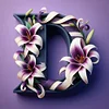 Diamond Painting-5D Full Round Drill  Lily Letter D(40x40cm)