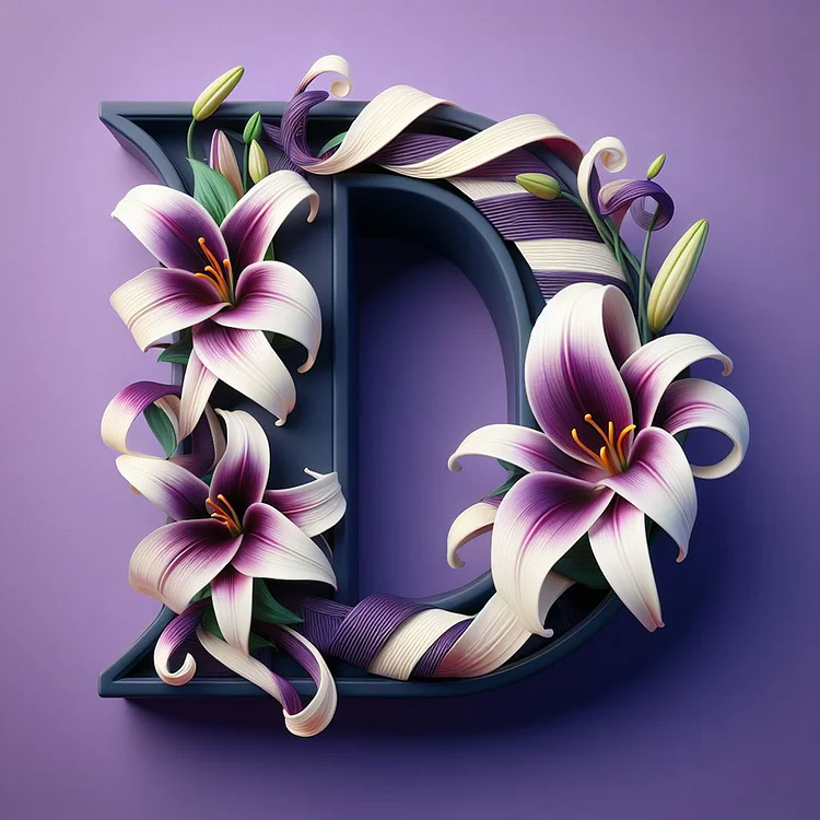 Lily Letter D 40*40CM (Canvas) Full Round Drill Diamond Painting gbfke