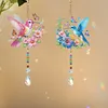 2pcs Flowers and Birds DIY Acrylic Diamond Painting Wind Chime for Adult 5D Diamond Painting Suncatcher with Crystal Pendant Double Sided Hanging Diamonds Art Paint Ornament Gift for Home
