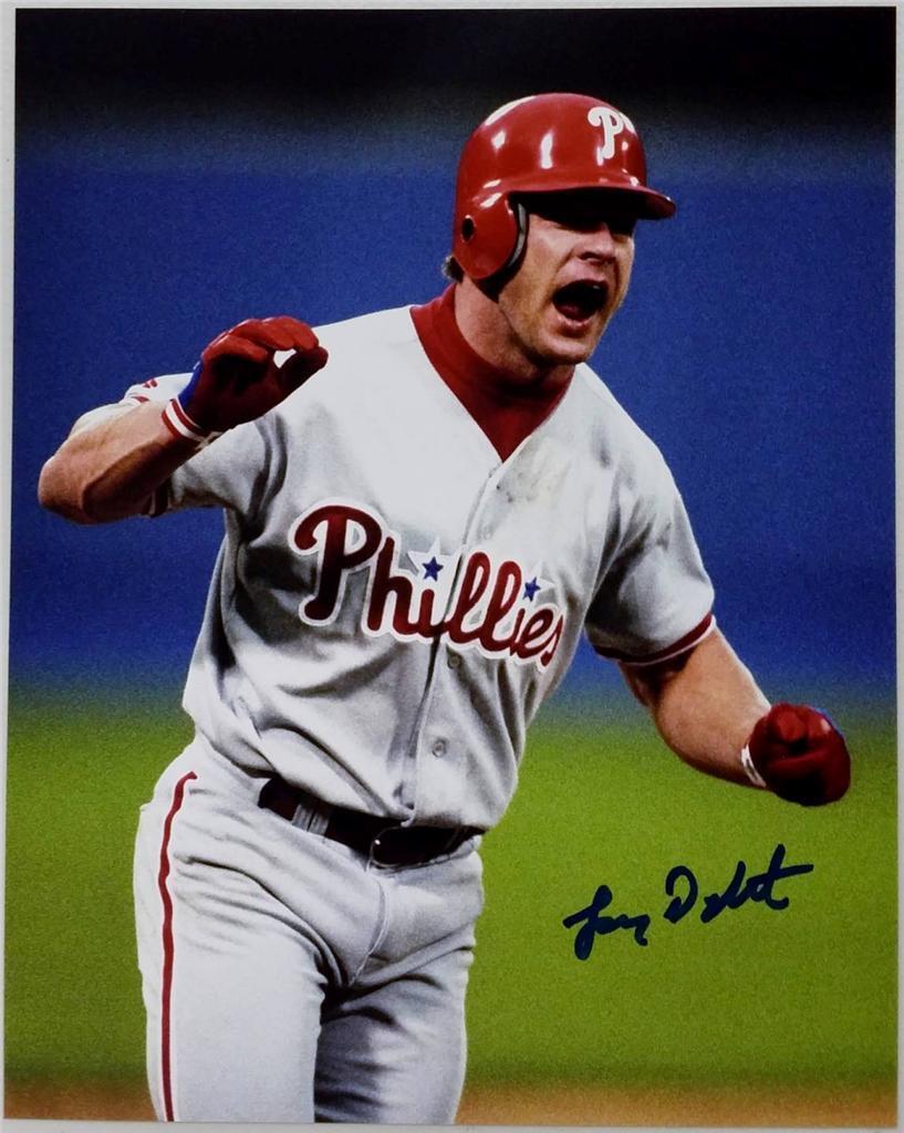 LENNY DYKSTRA SIGNED 8x10 Photo Poster painting Philadelphia Phillies (A)